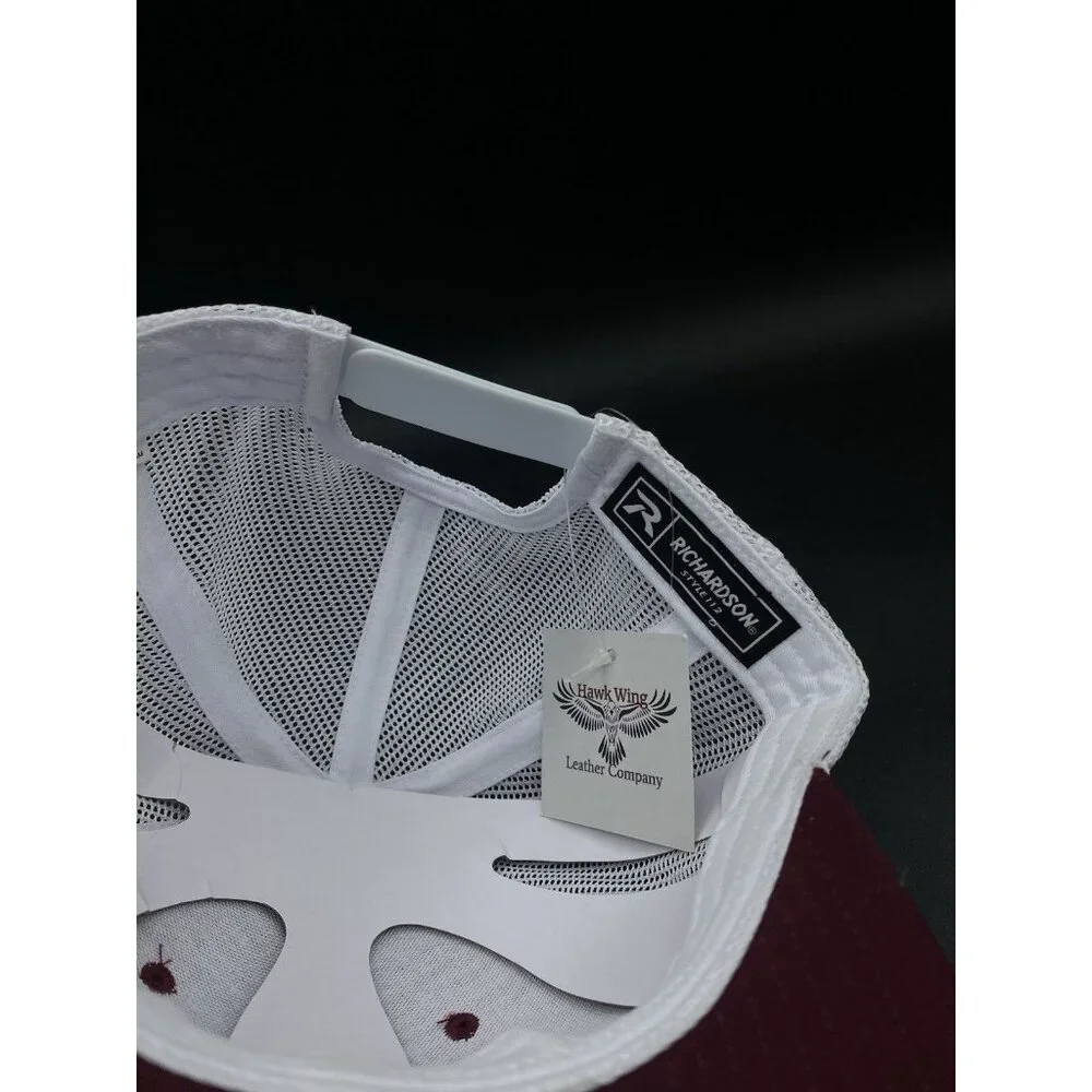 Richardson 112 Florida Leather Patch Trucker Hat Maroon White Mesh Cap NEW